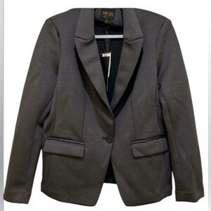 NWT Truth By Republic Ladies 6 Petite Charcoal Heather long sleeve Blazer